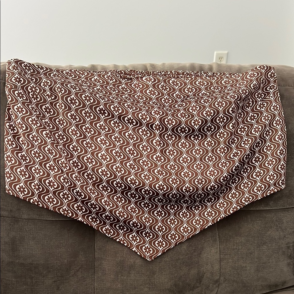 Brown and White Geometric Patterned strapless Bandeau